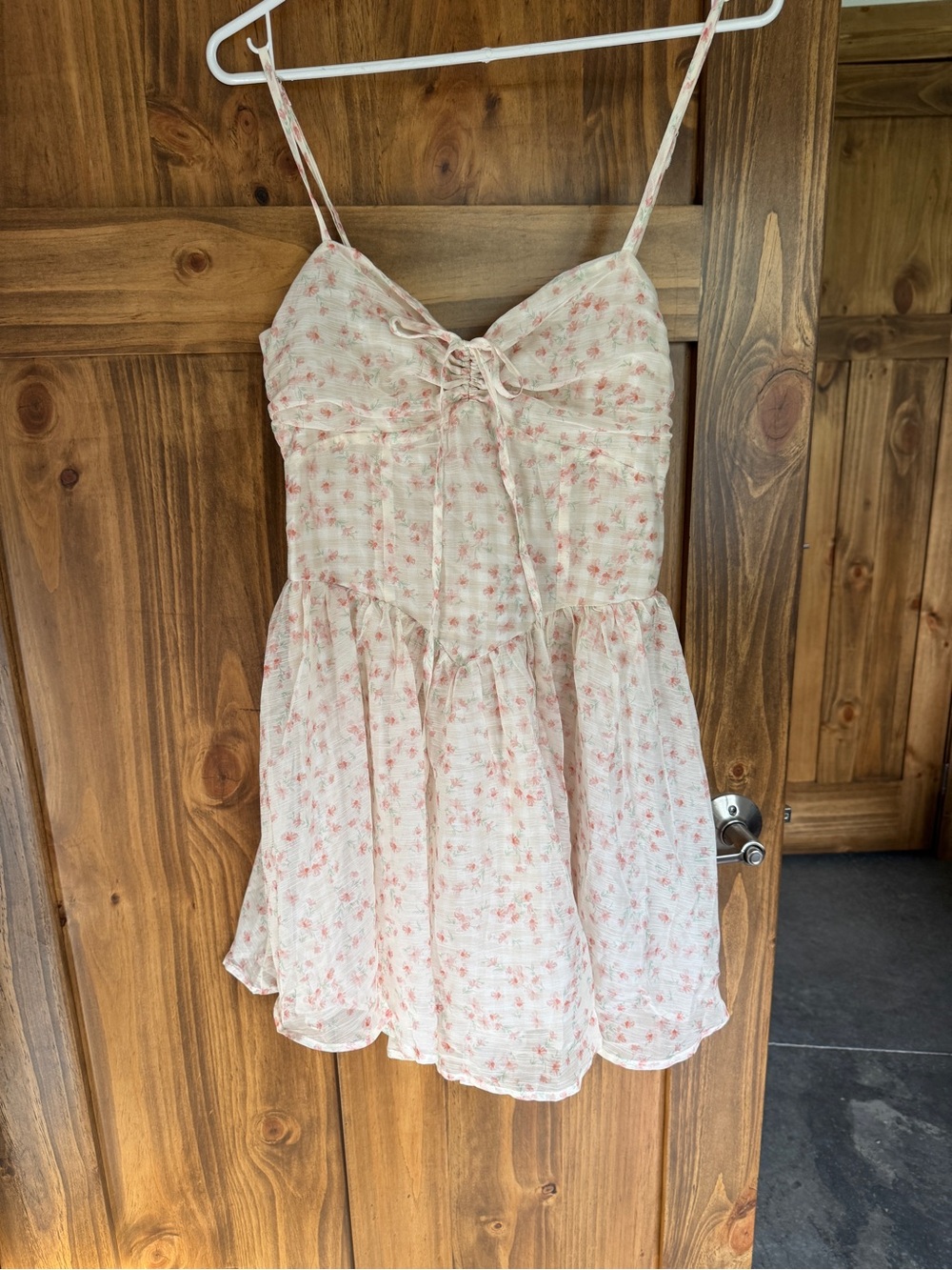 Floral Spaghetti Strap Sundress in Cream and Blush Pink